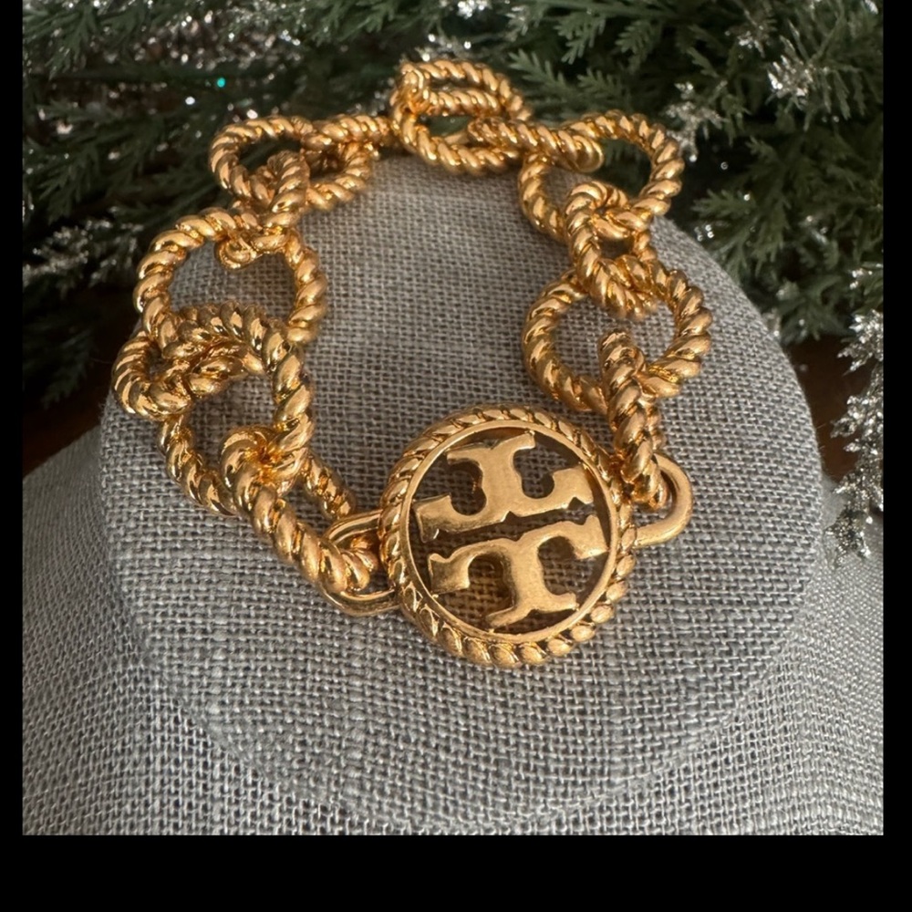 Tory Burch Twisted Rope Metal Chunky Gold Bracelet $149 NWT Small